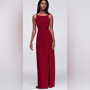 David's Bridal Elegant Red Maxi Dress